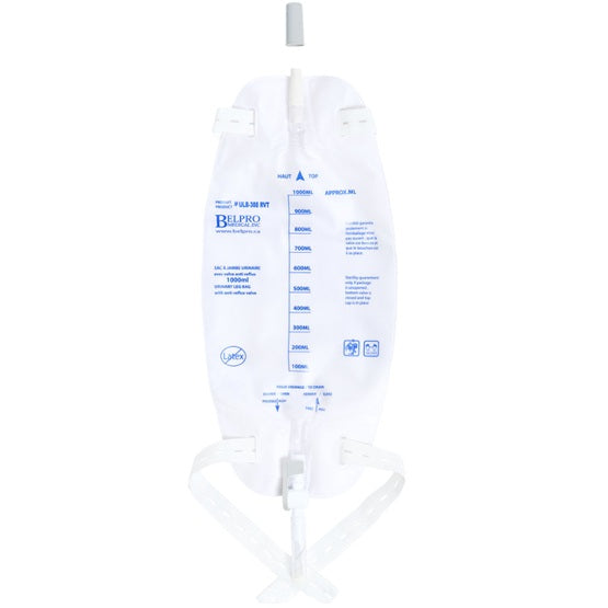 Belpro Leg Bag 1,000ml Anti-Reflux - Reverse Drain Valve - UNIT