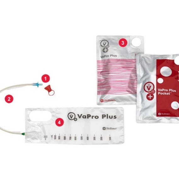 Vapro Plus Pocket Hydrophilic Intermittent Catheter for Men, Straight, 16FR (box of 30) | 71164