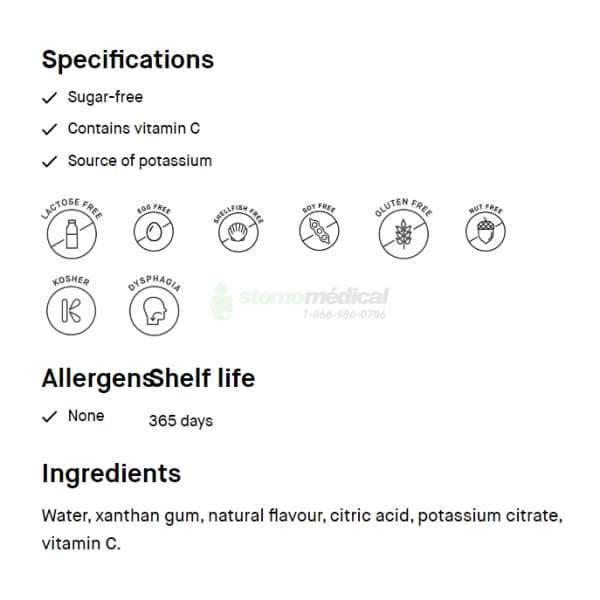 Oasis Hydra+ Eau Citronnée / Lemon Water (1L) - IDDSI 2 et IDDSI 3 (Unité) boissons épaissies Lassonde