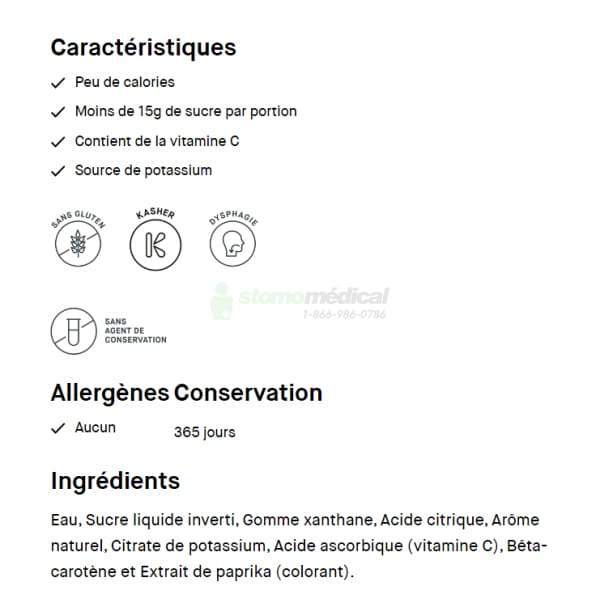 Oasis Hydra+ Pêche / Peach (24 x 118ml) - IDDSI 2 et IDDSI 3 boissons épaissies Lassonde