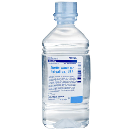 Sterile Water For Irrigation, Plastic Pour Bottle, 1000 ml | BAX JF7114