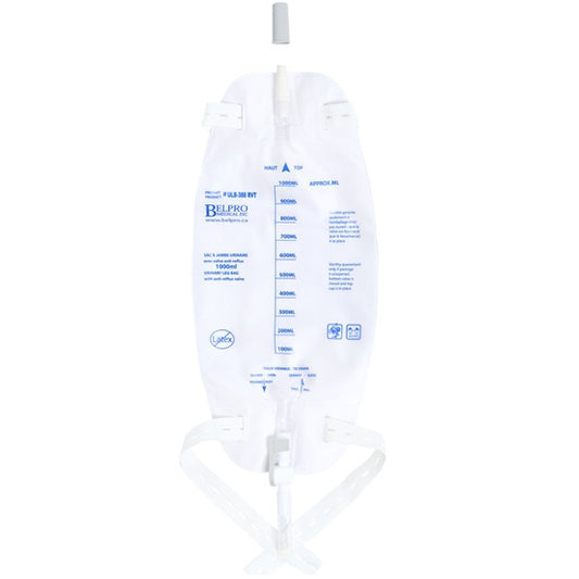 Belpro Leg Bag 1,000ml Anti-Reflux - Reverse Drain Valve - UNIT