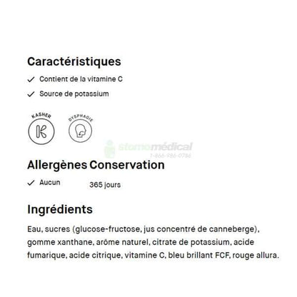 Oasis Hydra+ Canneberge/Cranberry (12 x 1L) -IDDSI 2 et IDDSI 3 boissons épaissies Lassonde
