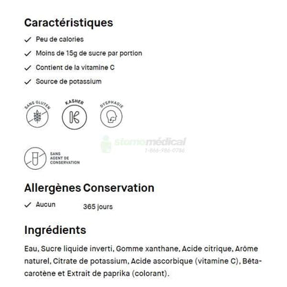 Oasis Hydra+ Pêche / Peach (24 x 118ml) - IDDSI 2 et IDDSI 3 boissons épaissies Lassonde